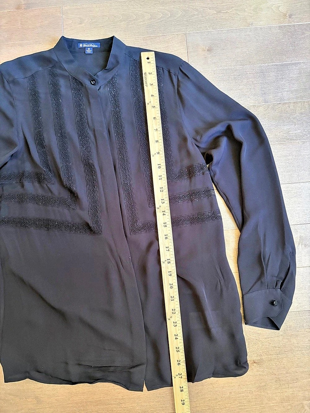 Brooks Brothers Black Silk Blouse Size 12 - Picture 6 of 7
